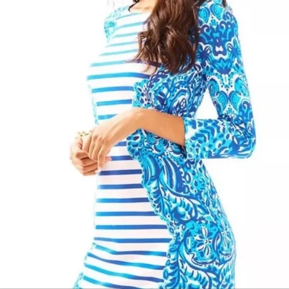 Lilly Pulitzer Nola Dress in Moon Jellies Stripes floral size Medium - Picture 2 of 12